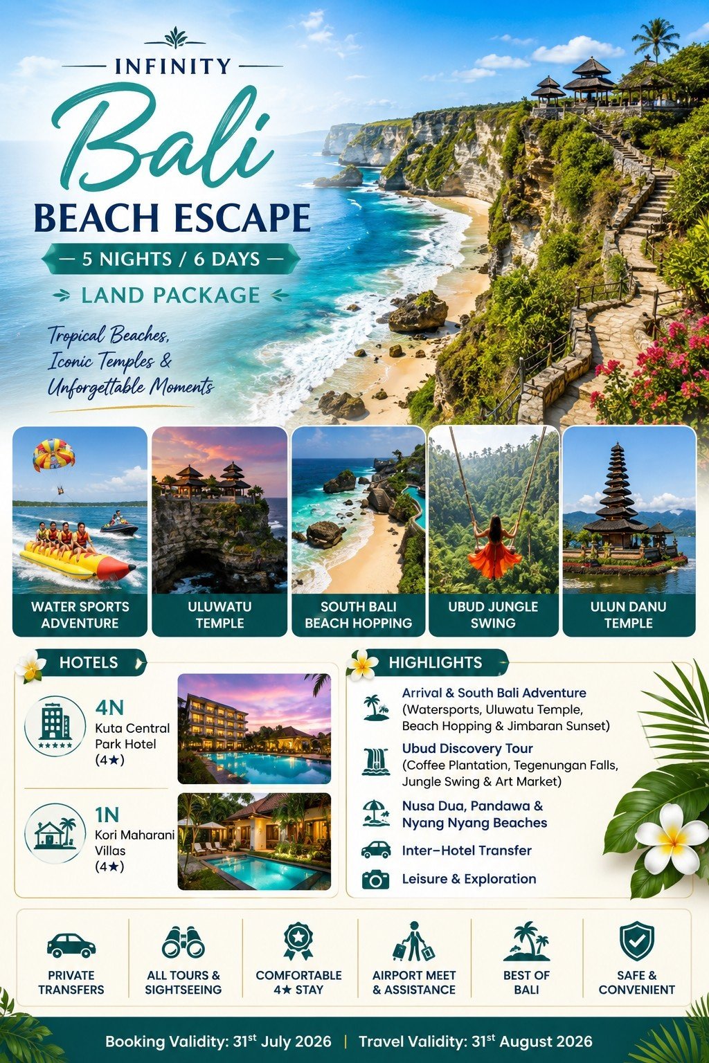 Infinity Bali Beach Escape – Land Package 5 Nights / 6 Days Bali Holiday